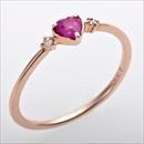 ★受注生産★ルビー ダイヤモンド ピンキーリング K10 ピンクゴールド 2.5号 ダイヤ0.02ct アンティーク調 ハートモチーフ