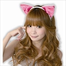 【コスプレ】 フワフワ猫耳カチューシャ 前耳 白/ピンク 2個セット 4560320821892