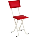 折りたたみチェア(デラックスカラーチェア) スチールパイプ 背もたれ付き レッド(赤)