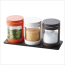 アスベル 調味料入 ガラス製 フォルマ 3個セット スプーン付き