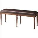 ベンチ 【Dorothy】ドロシー 木製/再生皮革(ボンデッドレザー) IW-556BR ブラウン