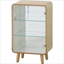 収納棚(コレクションシェルフS) 木製 3段 飛散防止フィルム加工ミラー/強化ガラス PT-611NA ナチュラル