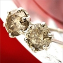 Pt900 ブラウン ダイヤモンドピアス 0.5ct プラチナ