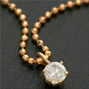 K18/PG 0.1ct 1粒ダイヤモンドペンダント/ネックレス