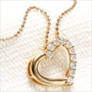 K18 PG オープンハートダイヤモンドペンダント/ネックレス