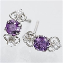 ★受注生産★K10WGアメジスト・ホワイトサファイアピアス