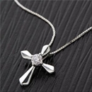 ★受注生産★K10ピンクダイヤクロスペンダント ヴェネチアンチェーン