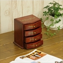 アンティーク調小物入れ/ミニチェスト 【四角型 4段M】 幅18cm×奥14.6cm×高19.5cm 総天然木製 【完成品】
