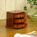 アンティーク調小物入れ/ミニチェスト 【四角型 3段S】 幅12cm×奥10cm×高11cm 総天然木製 【完成品】