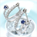 ホワイトゴールド ダイヤ&サファイアエタニティピアス