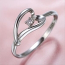 ★受注生産★ピンクダイヤリング 指輪 ハーフハートリング 17号