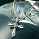 ★受注生産★K18WG(ホワイトゴールド) ピンクダイヤ クロスペンダント