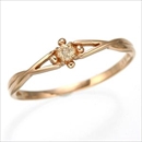 ★受注生産★K10 ピンクゴールド ダイヤリング 指輪 スプリングリング 184273 17号