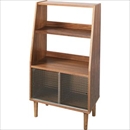 収納棚(トールシェルフ)  【Tomte】トムテ  木製(天然木)/強化ガラス扉  2段  幅64cm   TAC-246WAL