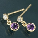 ★受注生産★Amelie Monchouchouアンティーク調バースデイピアス 2月アメジスト