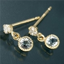 ★受注生産★Amelie Monchouchouアンティーク調バースデイピアス 3月アクアマリン