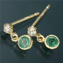 ★受注生産★Amelie Monchouchouアンティーク調バースデイピアス 5月エメラルド