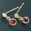 ★受注生産★Amelie Monchouchouアンティーク調バースデイピアス 7月ルビー