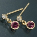 ★受注生産★Amelie Monchouchouアンティーク調バースデイピアス 10月ピンクトルマリン