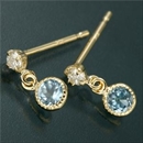 ★受注生産★Amelie Monchouchouアンティーク調バースデイピアス 11月ブルートパーズ