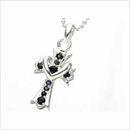 シルバー925　　サファイア/ルビークロスネックレス サファイア